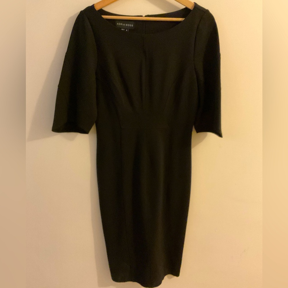 ADRIA MOSS Slim Cut Knee-Length Black Dress